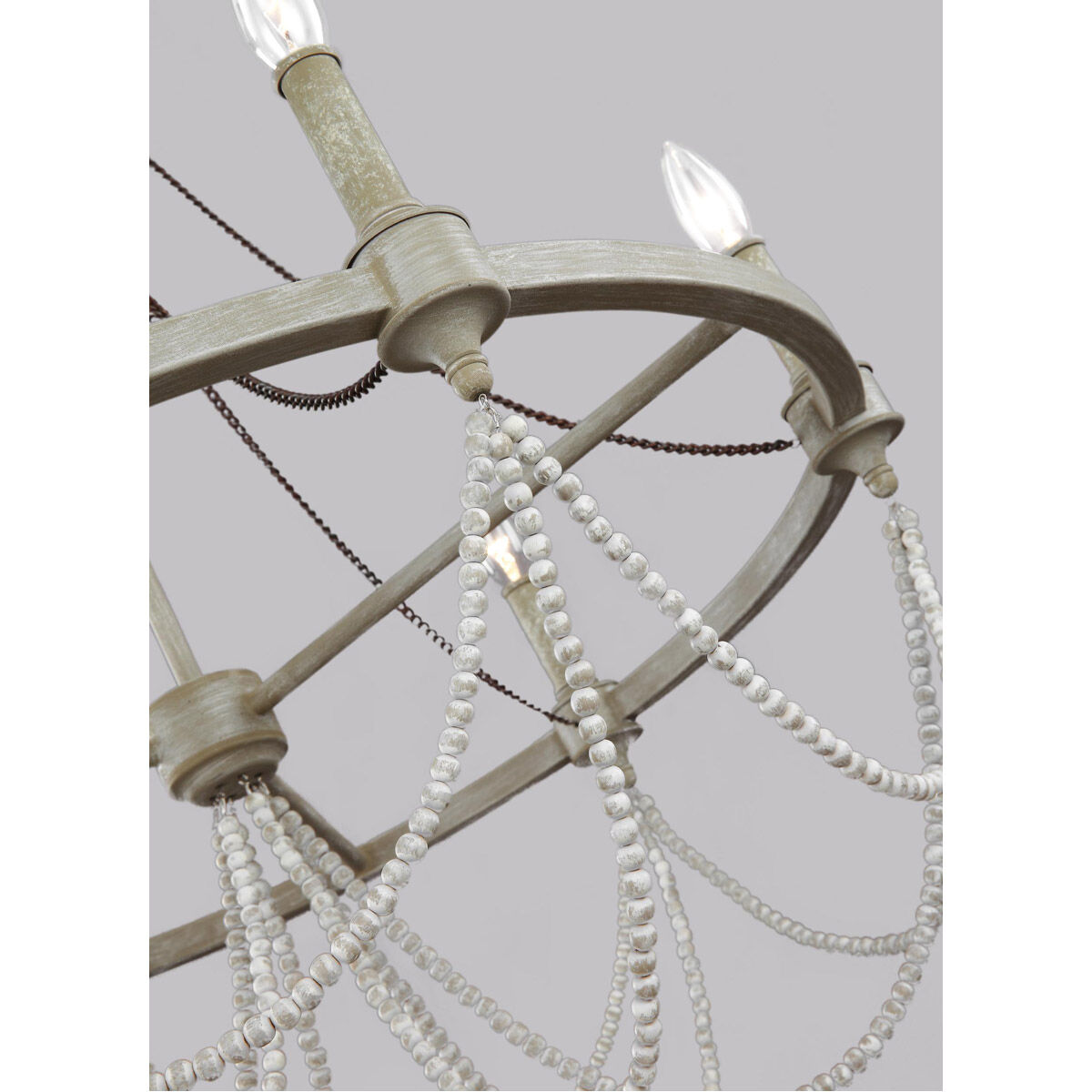 Sean Lavin Beverly 6 Light 28 inch French Washed Oak / Distressed White Wood Chandelier Ceiling Light