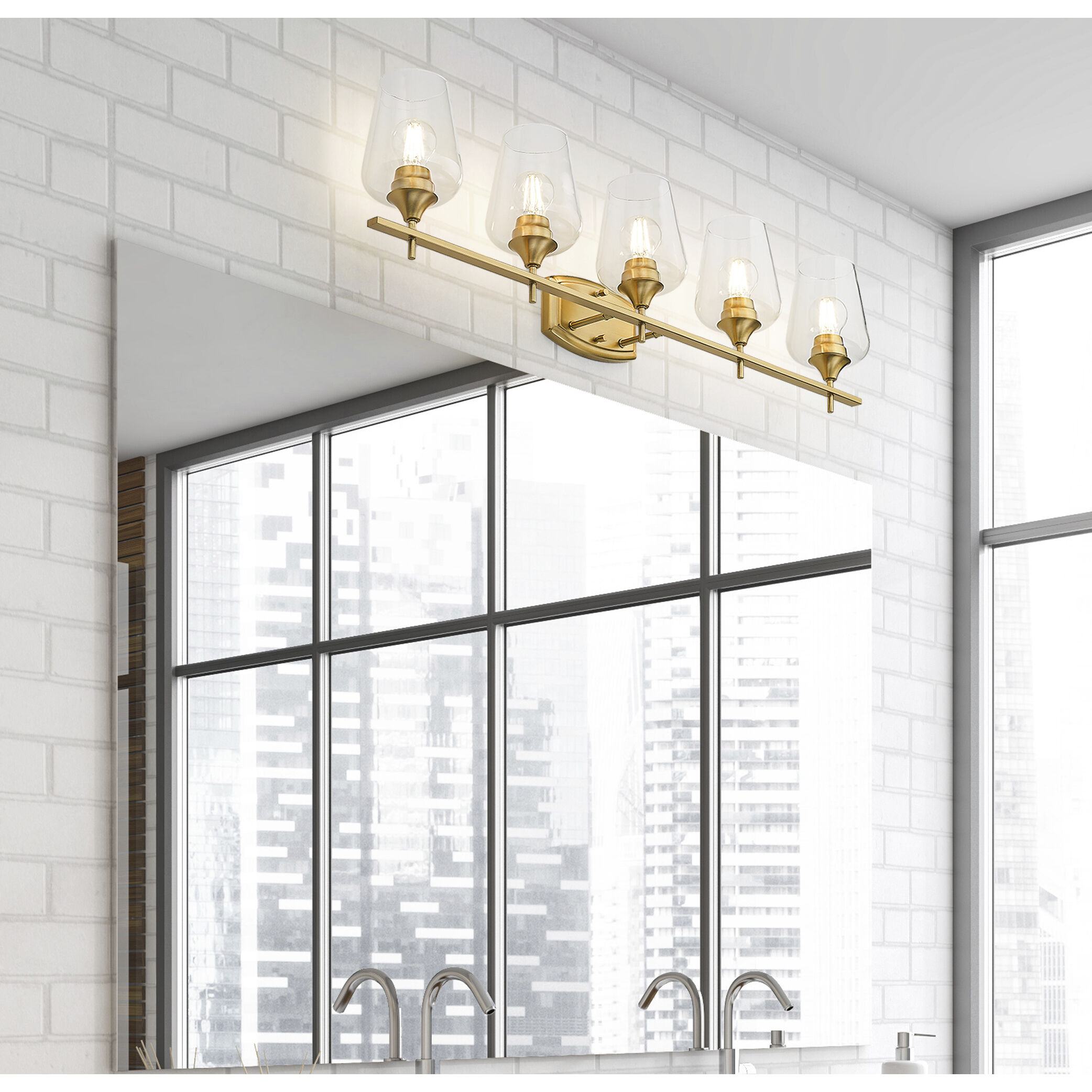 Joliet Vanity Wall Light in Burnished Brass