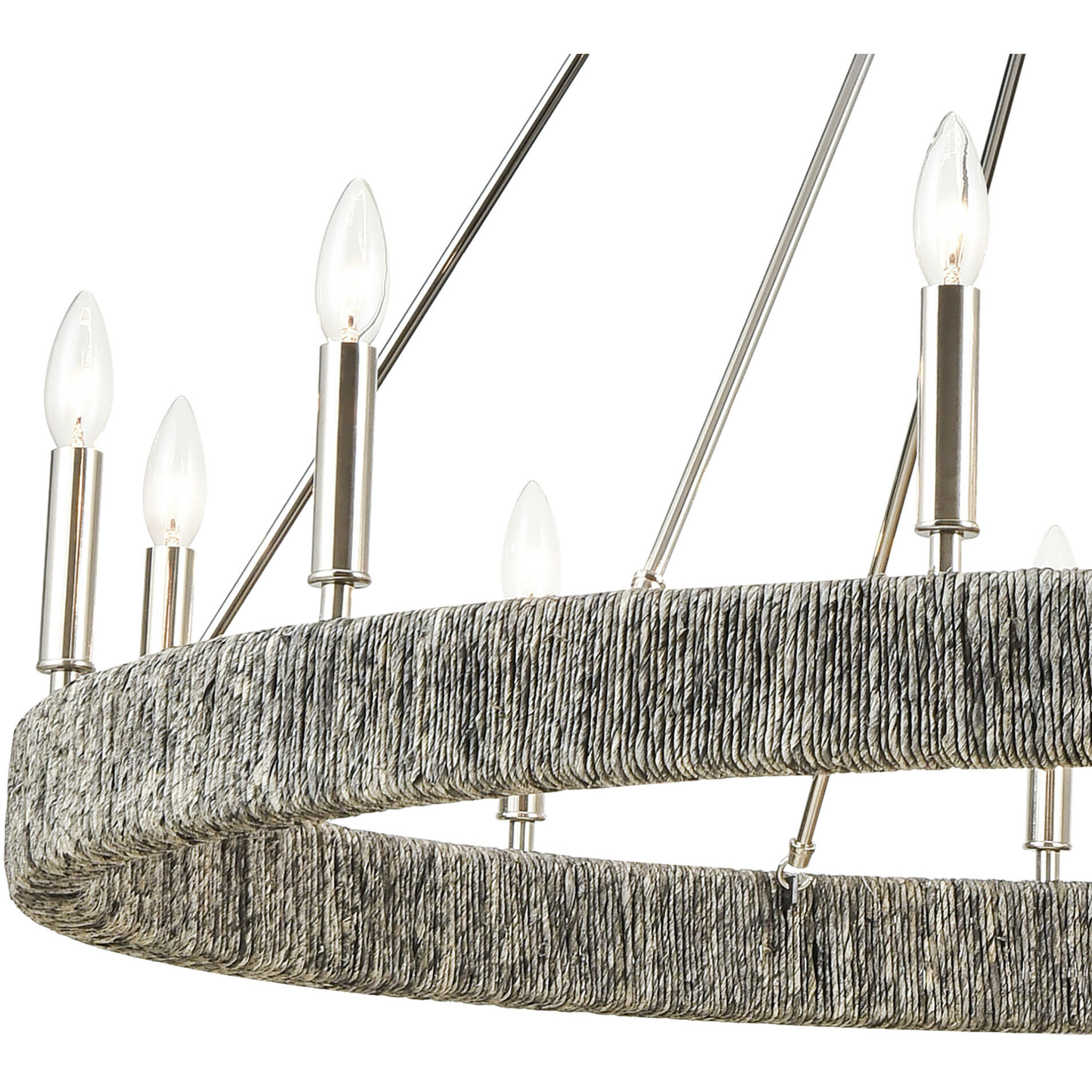 Abaca 12 Light 48 inch Polished Nickel with Gray Chandelier Ceiling Light