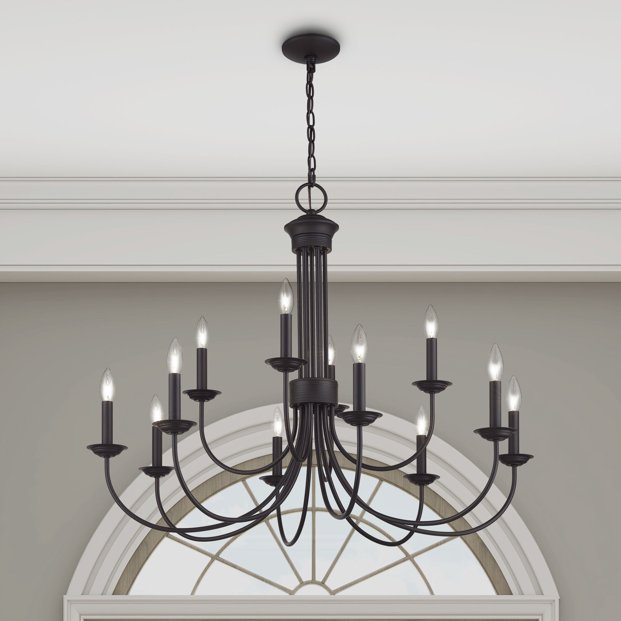 Estate 12 Light 36 inch Bronze 2-Tier Chandelier Ceiling Light