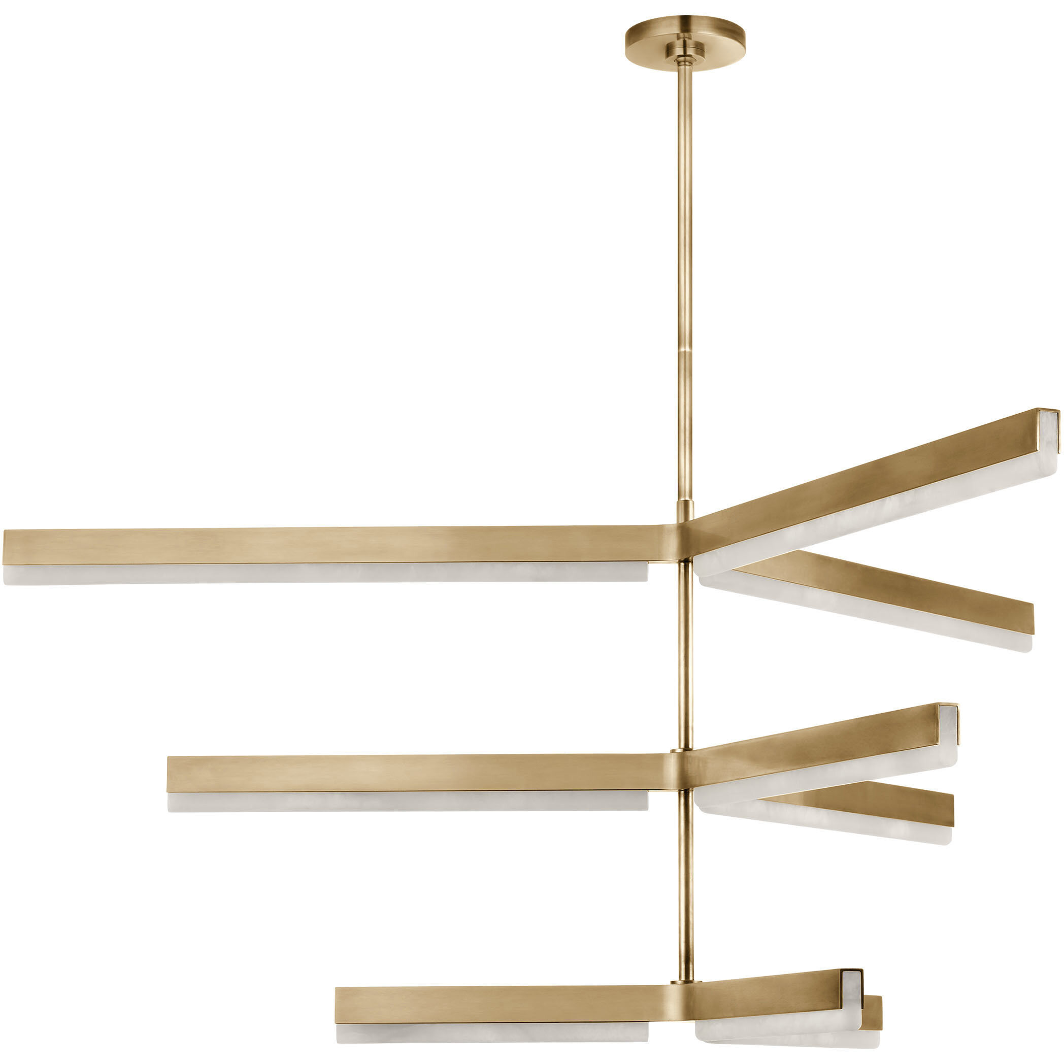 Kelly by Kelly Wearstler Linea LED 56 inch Hand Rubbed Antique Brass Three Tier Chandelier Ceiling Light