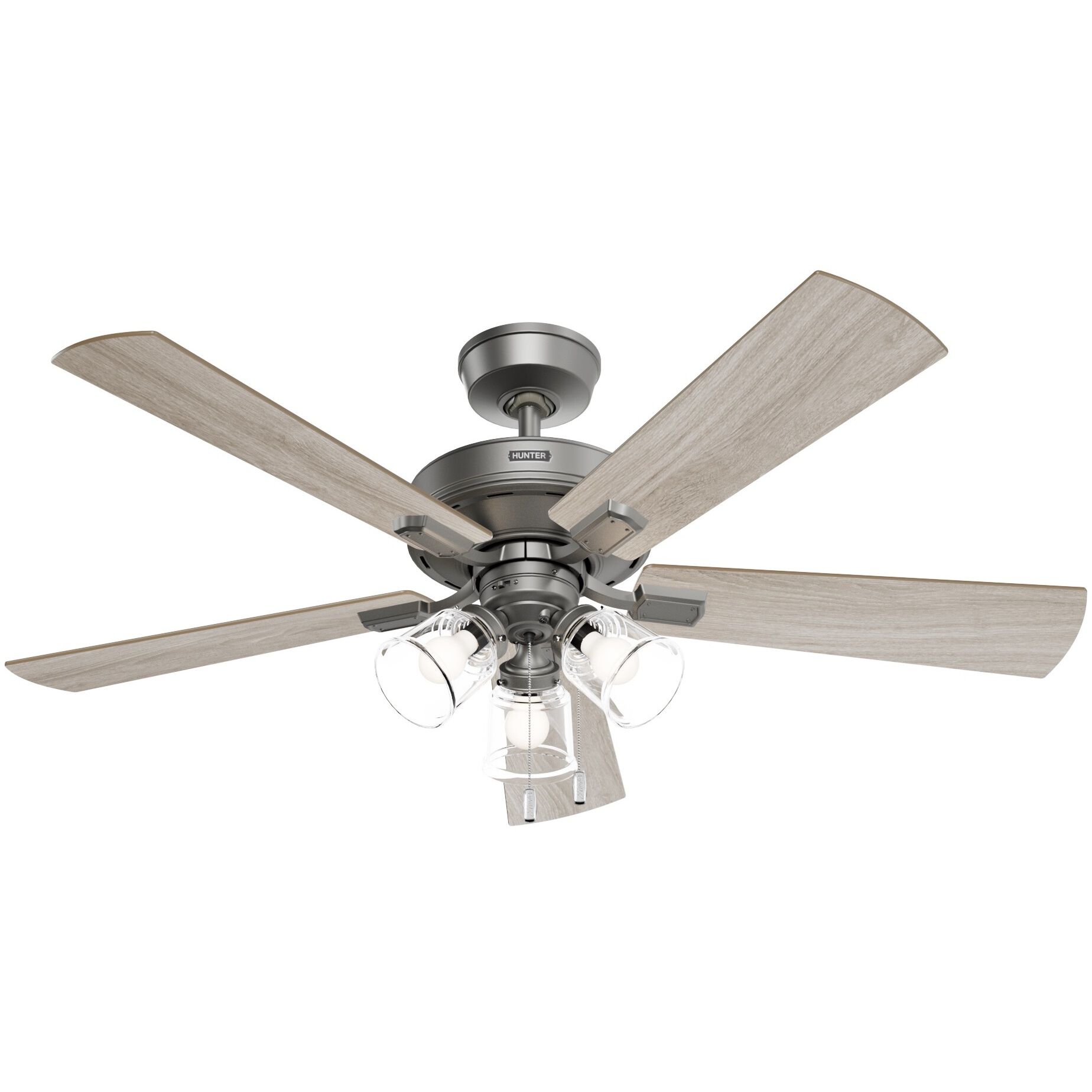 Crestfield 52 inch Matte Silver with Light Gray Oak/Warm Grey Oak Blades Ceiling Fan