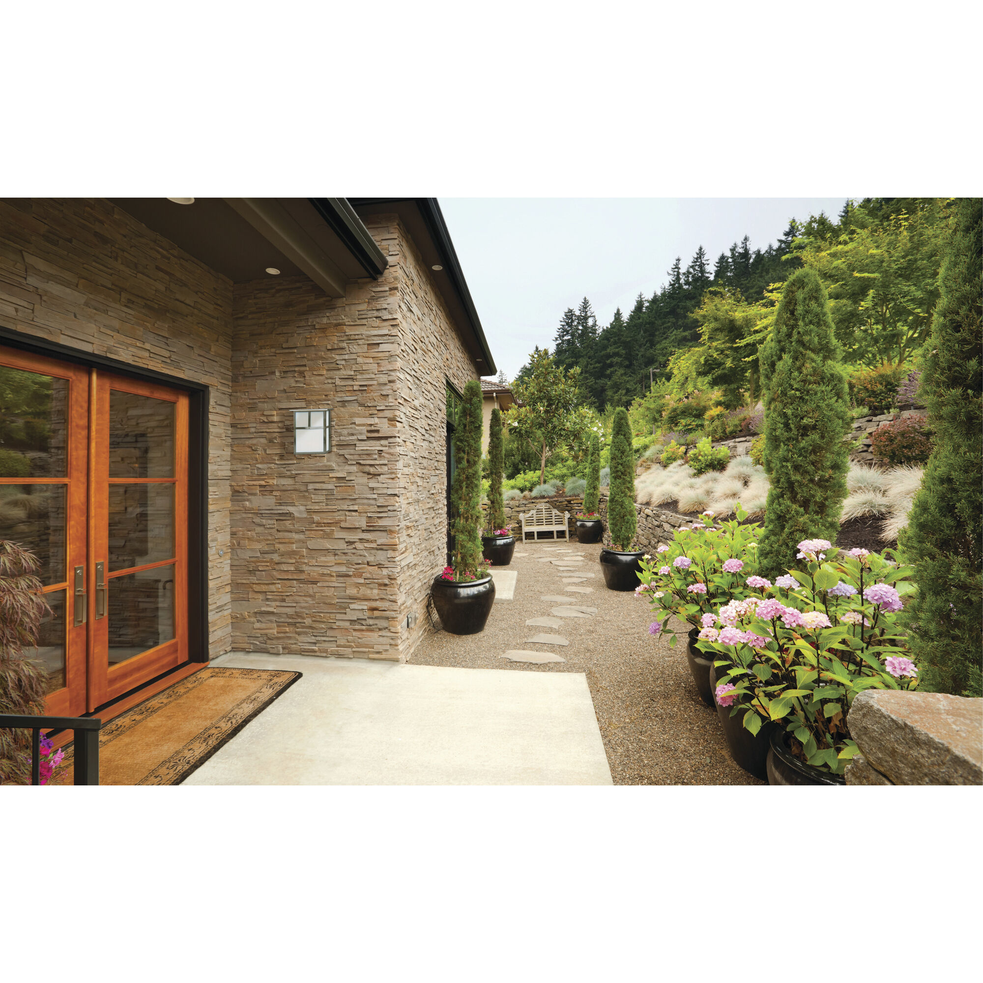 Mission 1 Light 6 inch Stainless Steel Outdoor Pendant in White Tiffany Glass, Small