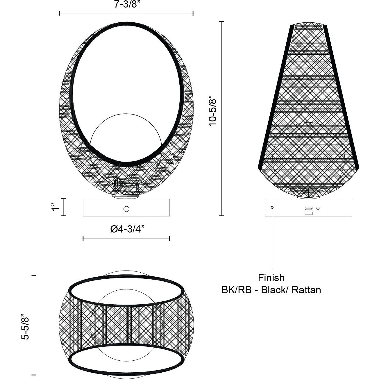 Lanai 10.63 inch 3 watt Black Table Lamp Portable Light