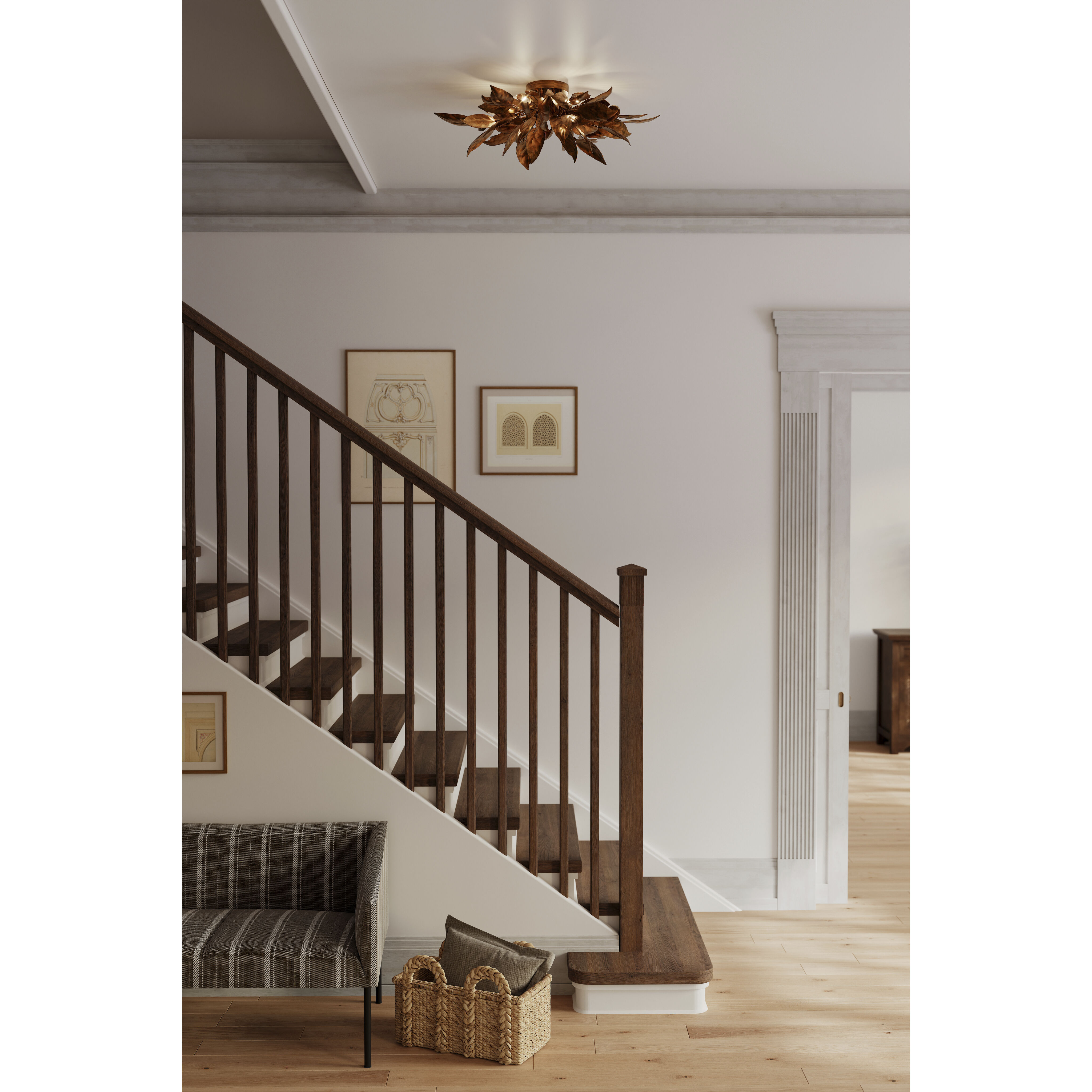 Seraphine 6 Light 29.5 inch Weathered Gold Flush Mount Ceiling Light