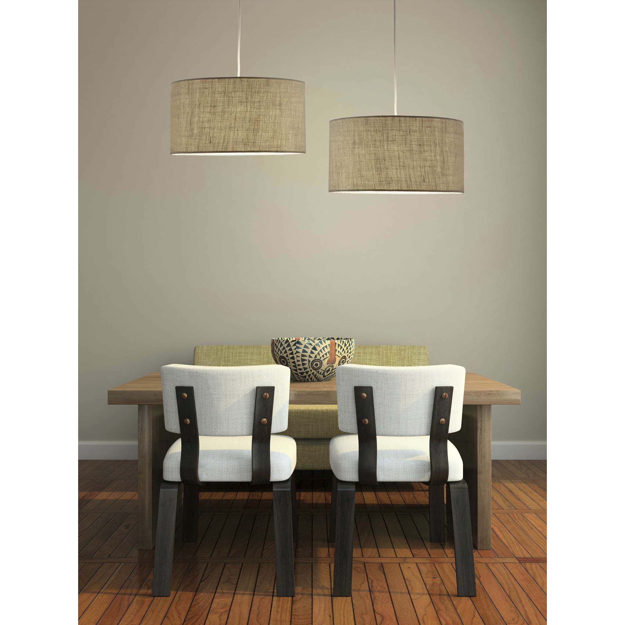 Harvest 1 Light 15 inch Natural Textured Fabric Drum Pendant Ceiling Light in Burlap