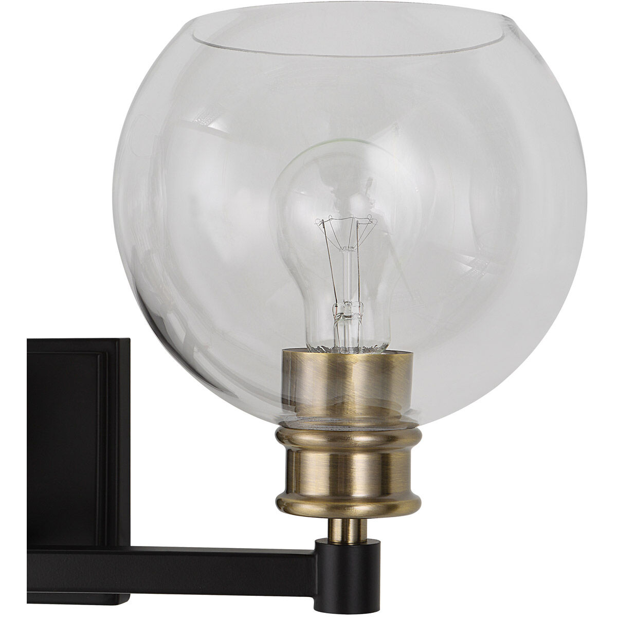 Kent 3 Light 25 inch Matte Black and Plated Antique Brass Vanity Light Wall Light