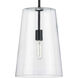 Clarion 1 Light Matte Black Pendant Ceiling Light, Medium 
