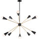 Lovell LED 32 inch Black/Satin Brass Multi-Light Pendant Ceiling Light in Incandescent