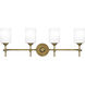 Aria 4 Light 31 inch Weathered Brass Bath Light Wall Light