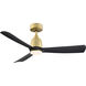 Kute 44 44 inch Brushed Satin Brass with Black Blades Ceiling Fan in 3