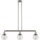 Franklin Restoration Beacon 3 Light 39 inch Brushed Satin Nickel Island Light Ceiling Light in Seedy Glass, Franklin Restoration