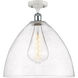 Ballston Dome 1 Light 16 inch White and Polished Chrome Semi-Flush Mount Ceiling Light in Seedy Glass