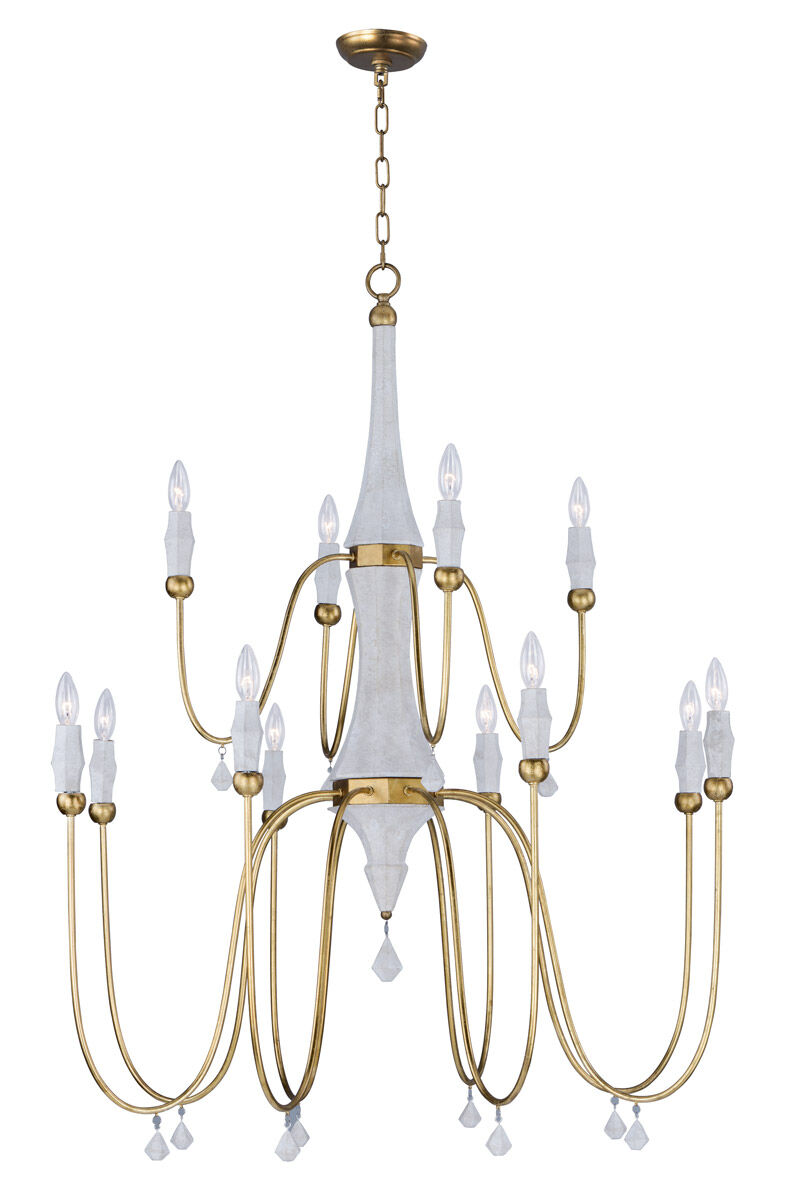 Claymore 12 Light 40.25 inch Claystone/Gold Leaf Chandelier Ceiling Light