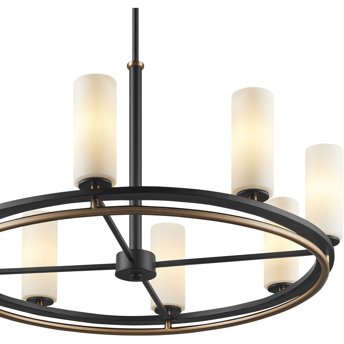 Fusion Collection - Tilburg Family 8 Light 32.5 inch Matte Black and Brass Chandelier Ceiling Light in 32.5" D x 32.5" W x 18" H, EVOLV