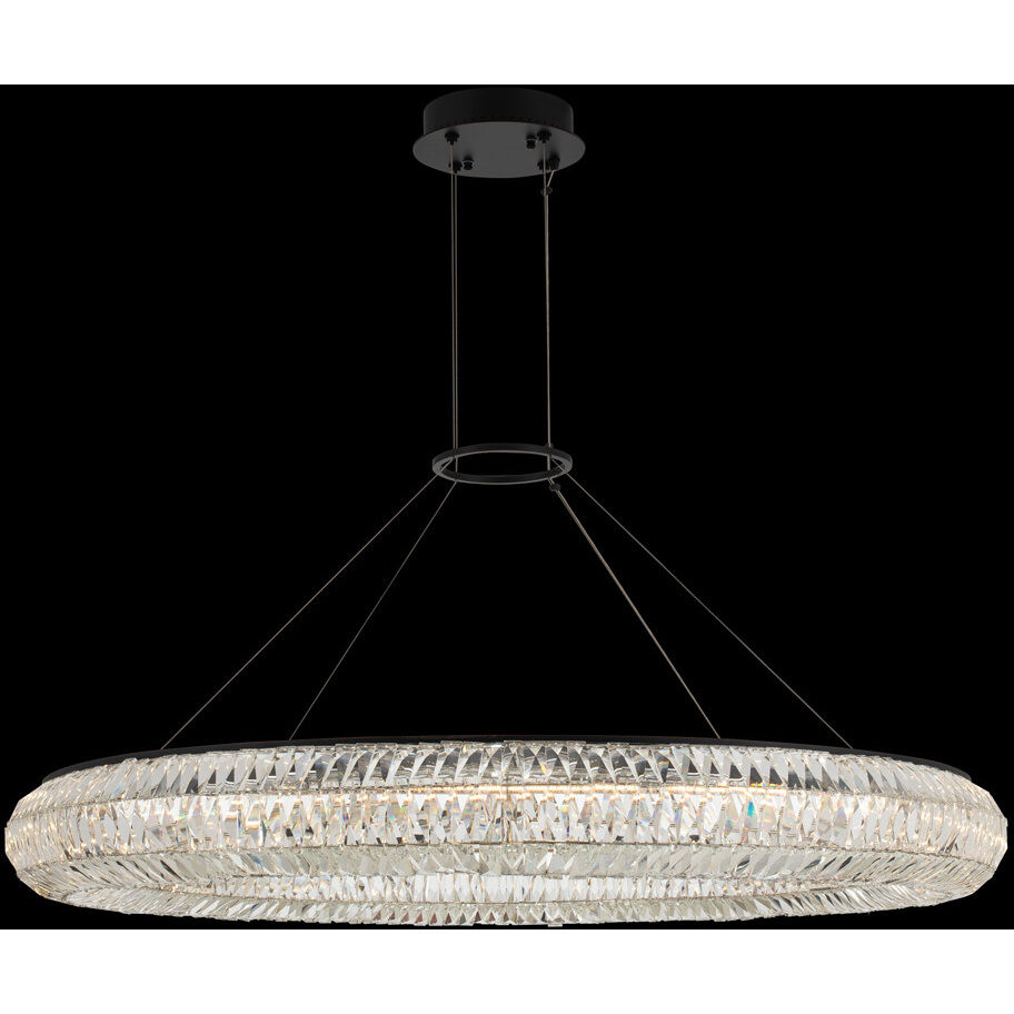 Tamburo LED 48 inch Matte Black with Polished Chrome Pendant Ceiling Light