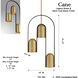 Cane 3 Light 4.25 inch Legacy Brass and Sand Coal Pendant Ceiling Light