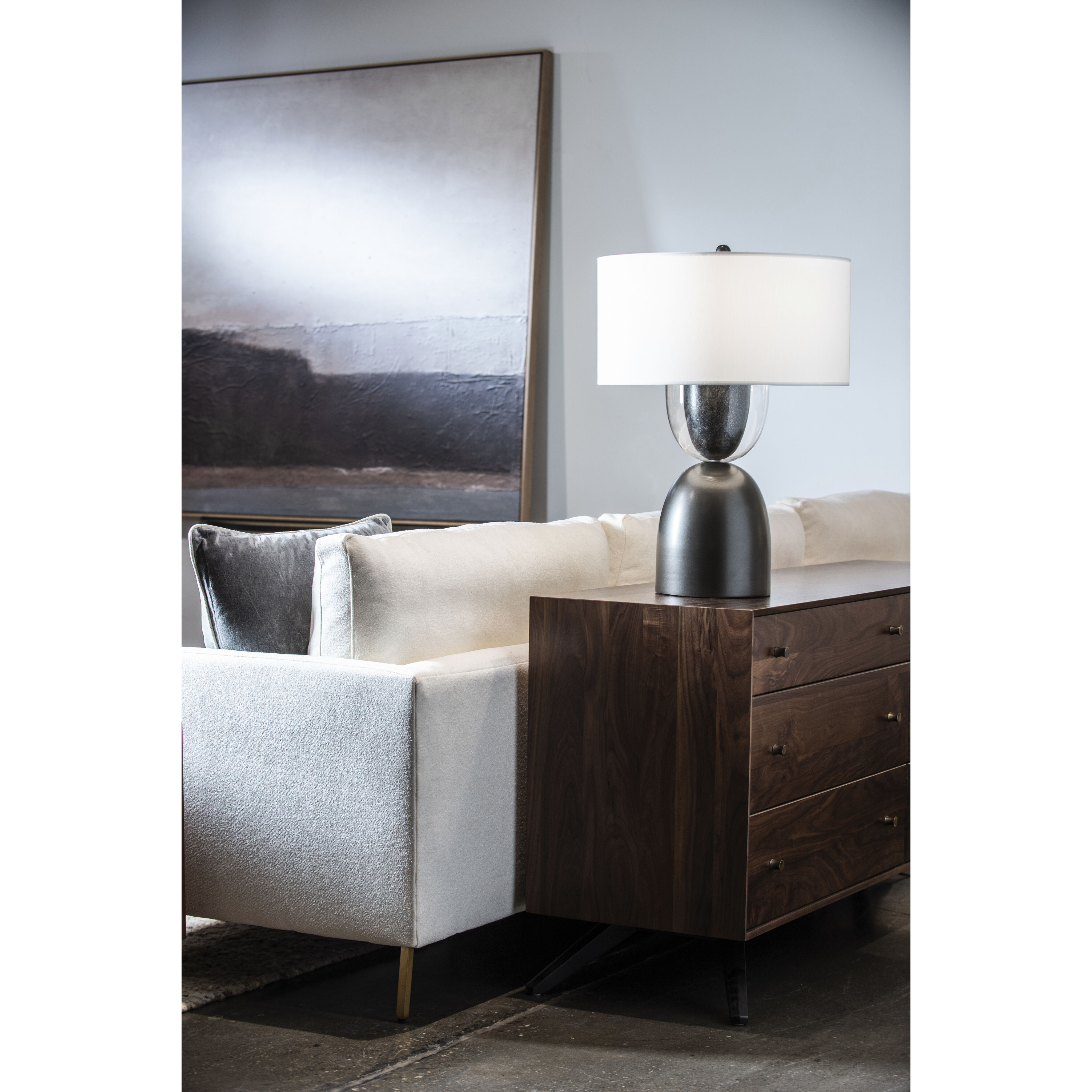 Union 27.8 inch 100.00 watt Dark Smoke and Clear Steel Table Lamp Portable Light