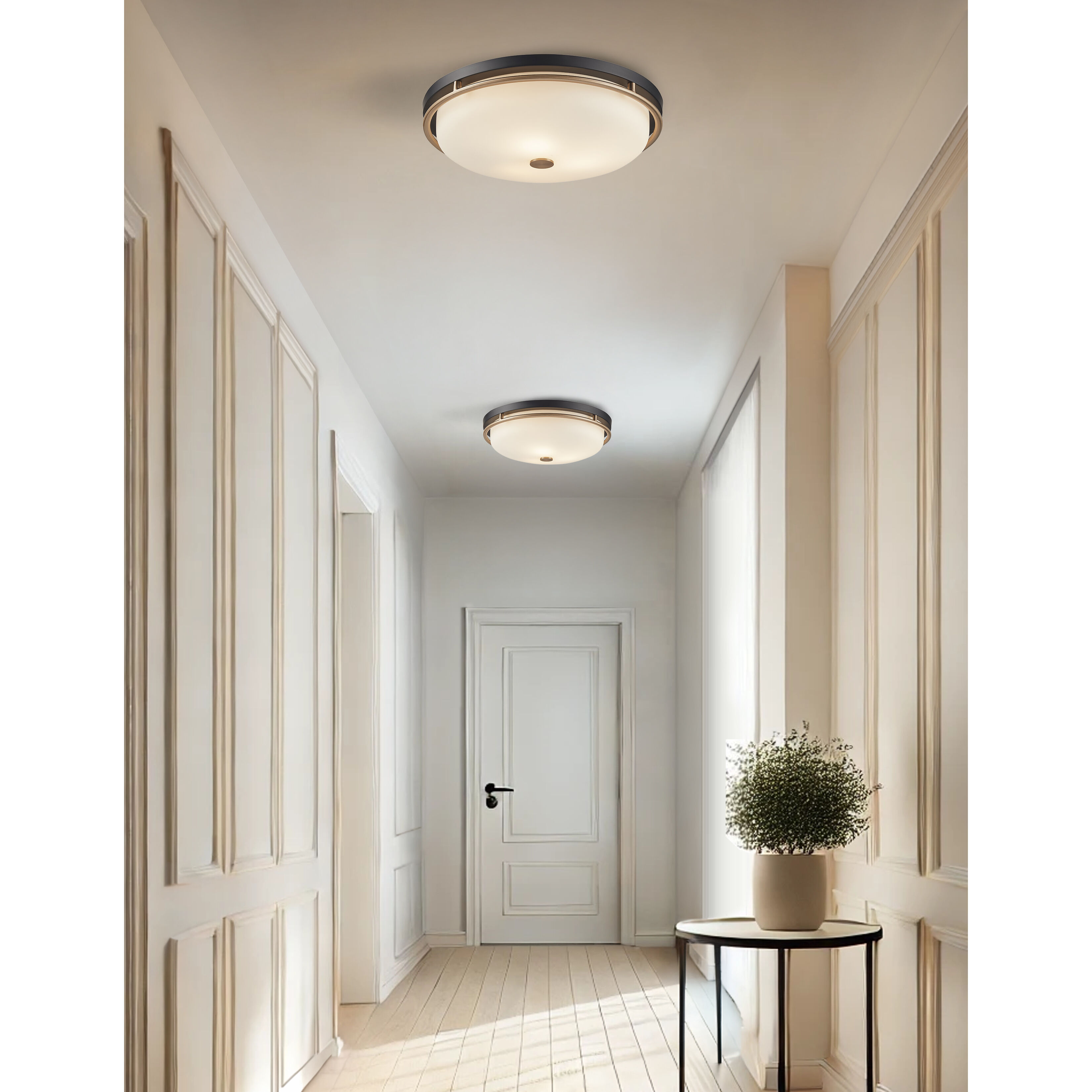 Fusion Collection - Tilburg Family 3 Light 15.75 inch Matte Black and Brass Flush-Mount Ceiling Light, EVOLV