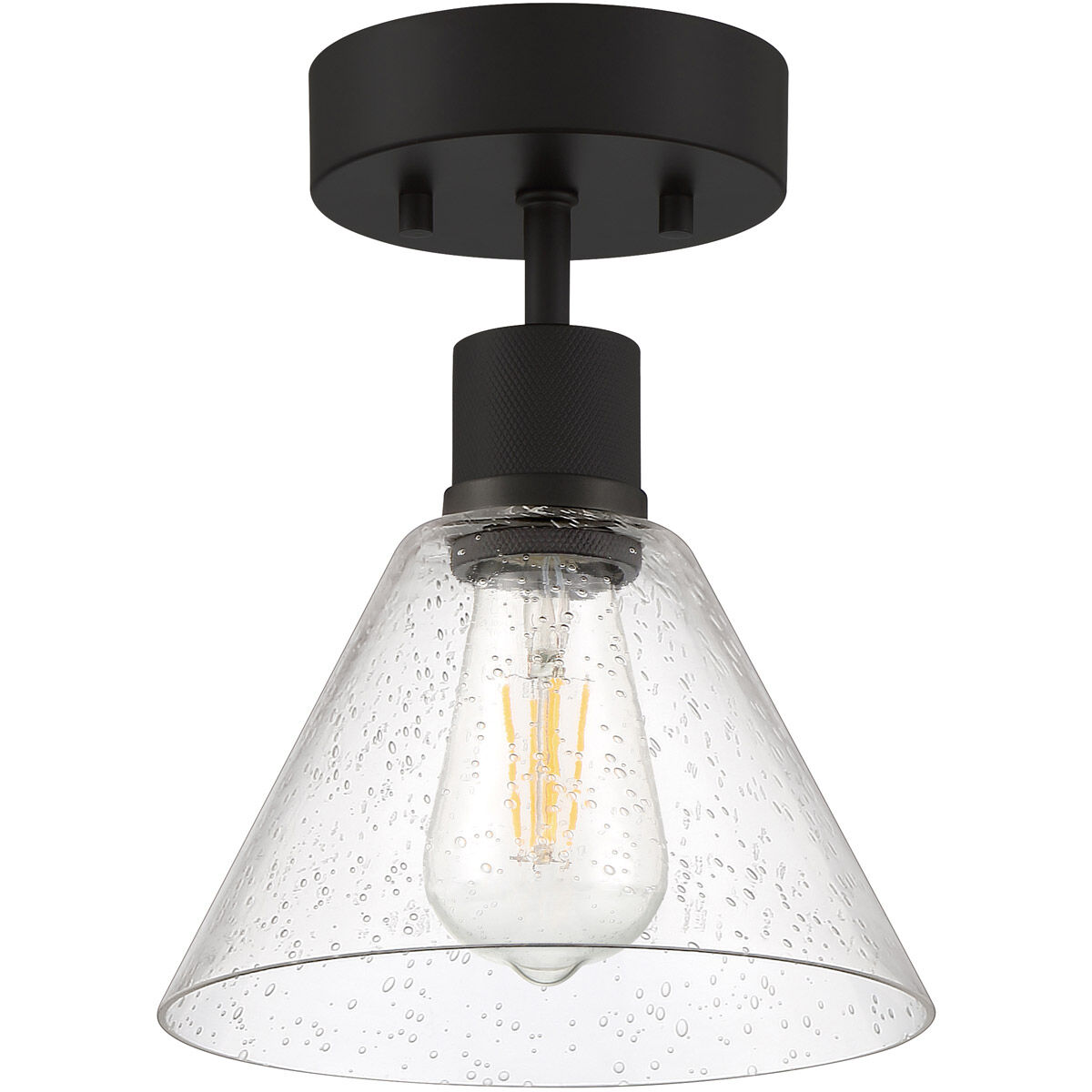 Port Nine LED 8 inch Matte Black Semi-Flush Ceiling Light