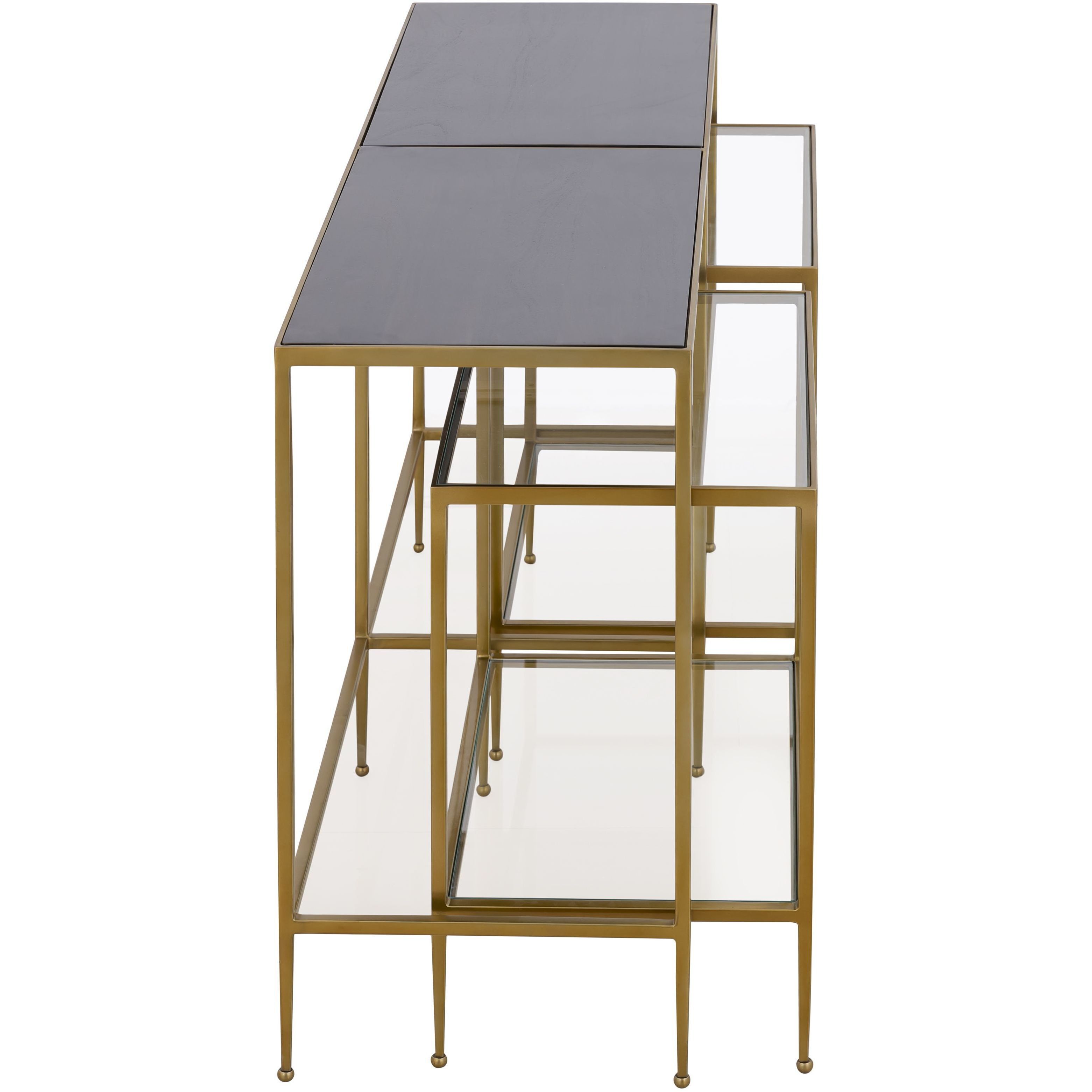 Carrick 52 X 15 inch Dark Brown with Brass and Clear Nesting Console Table, Set of 3