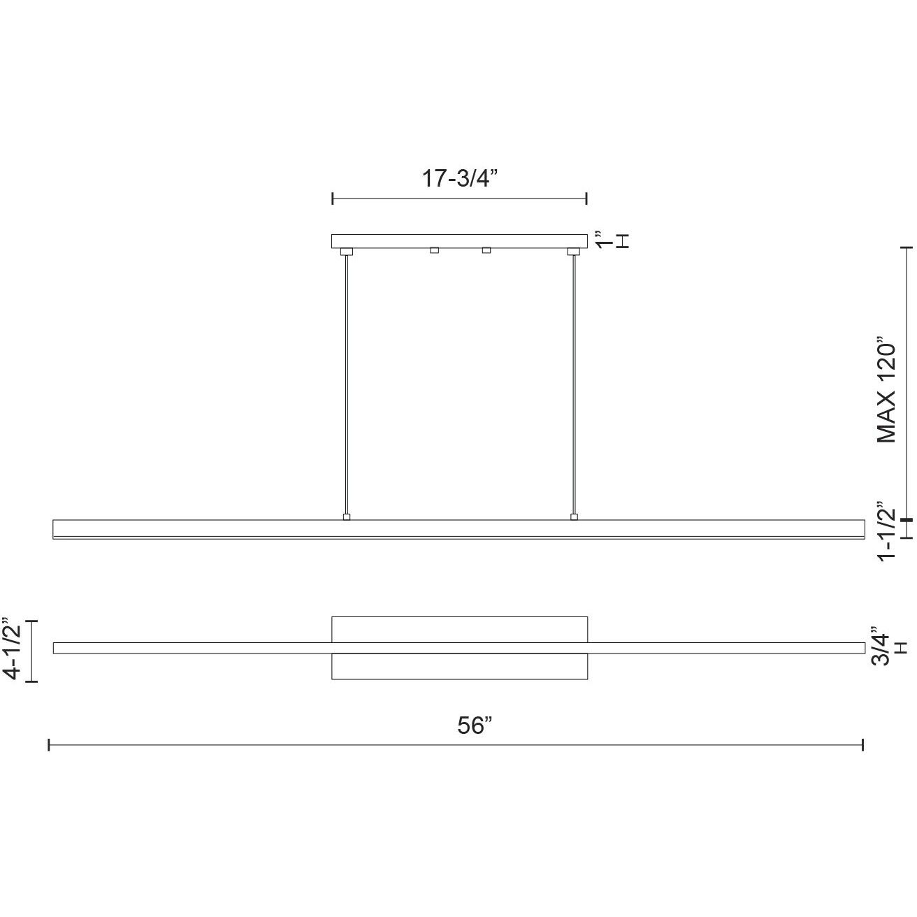 Vega LED 56 inch White Linear Pendant Ceiling Light