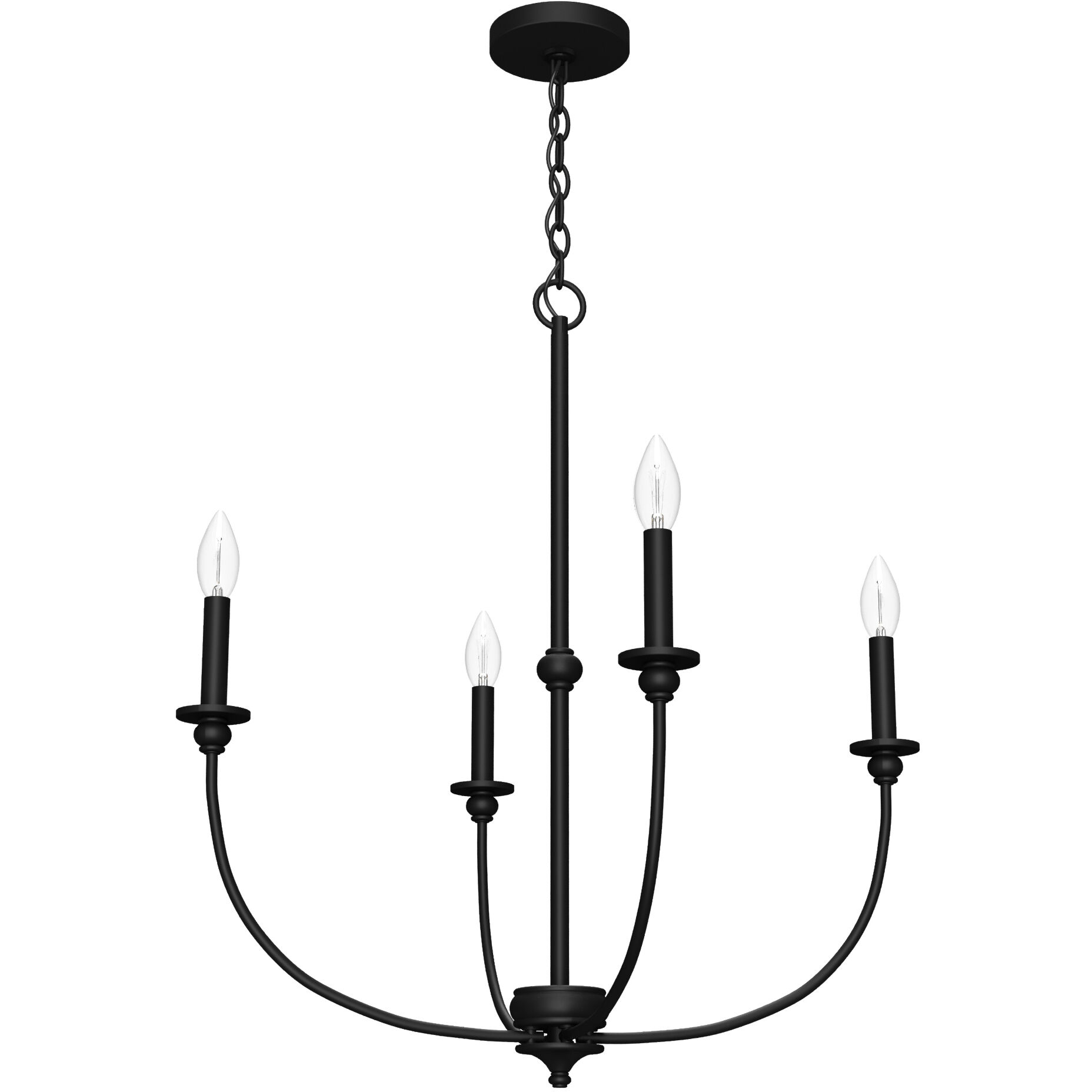 Southcrest 4 Light 26 inch Flat Matte Black Chandelier Ceiling Light