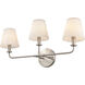 Minerva 3 Light 24 inch Antique Nickel Vanity Light Wall Light