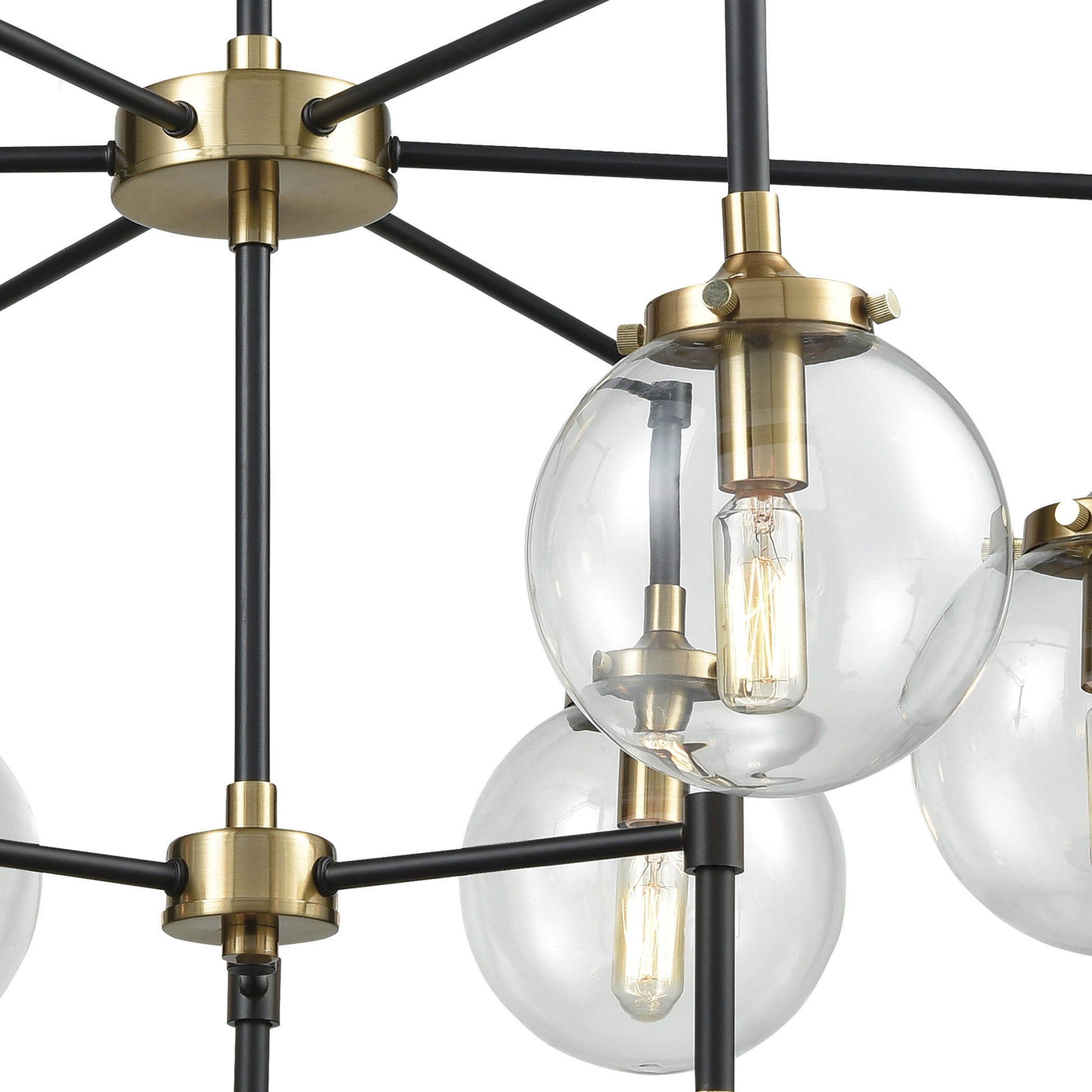 Boudreaux 9 Light 30 inch Matte Black with Antique Gold Chandelier Ceiling Light