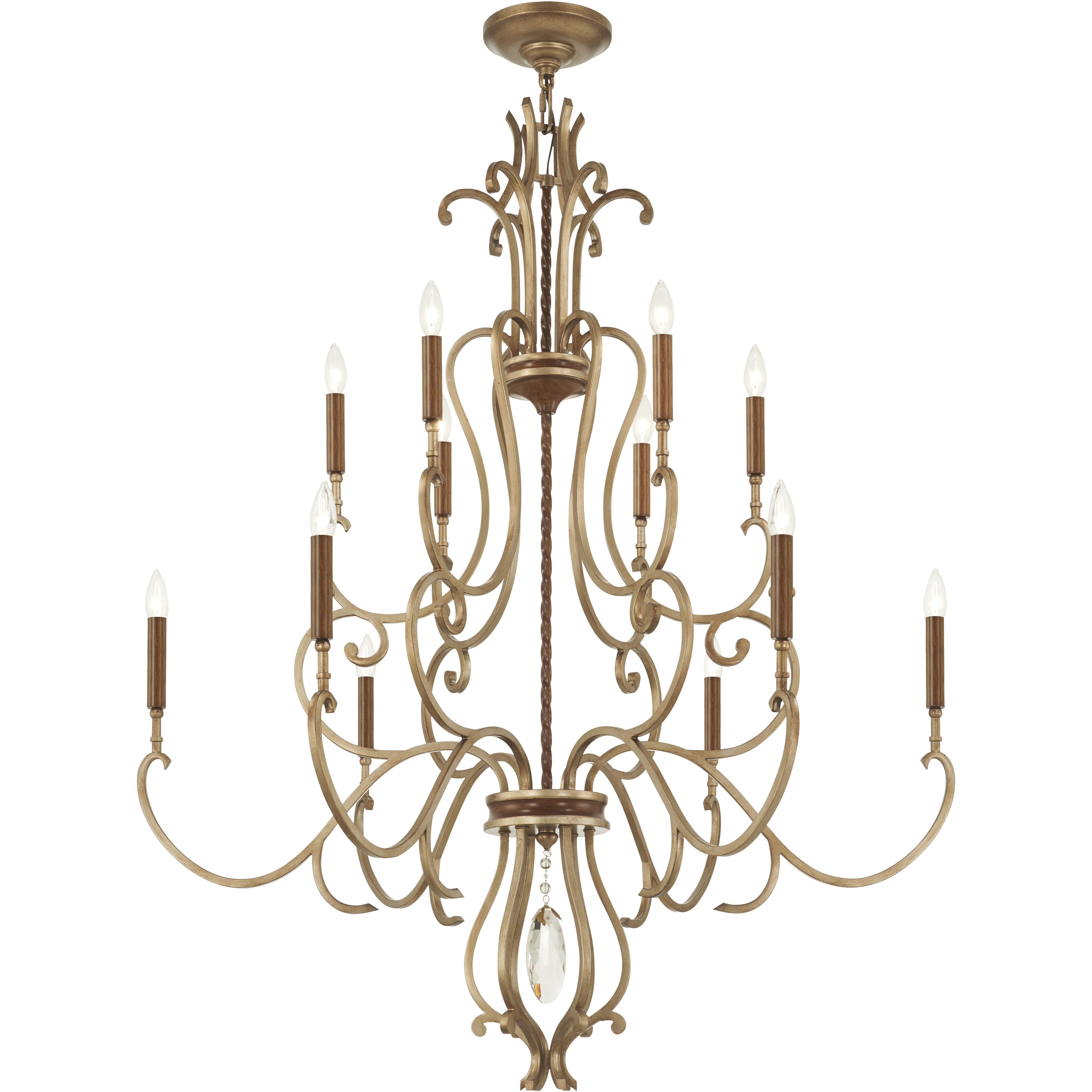 Magnolia Manor 12 Light 42 inch Pale Gold with Distressed Bronze Chandelier Ceiling Light