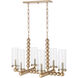 Lee Boulevard 6 Light 29.5 inch Aged Brass Linear Chandelier Ceiling Light