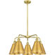 Ballston Cone 5 Light 26 inch Satin Gold Chandelier Ceiling Light