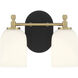 Council 2 Light 12.25 inch Flat Black/Satin Brass Vanity Light Wall Light