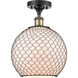 Ballston Large Farmhouse Chicken Wire LED 10 inch Black Antique Brass Semi-Flush Mount Ceiling Light, Ballston