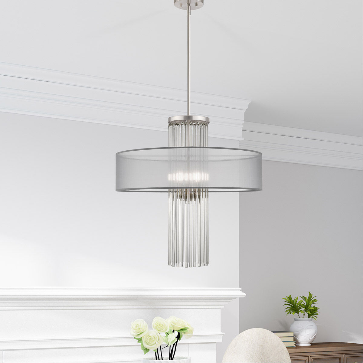 Alexis 4 Light 24 inch Brushed Nickel Pendant Chandelier Ceiling Light