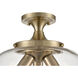 Ashford 3 Light 13 inch Modern Gold Semi-Flush Mount Ceiling Light