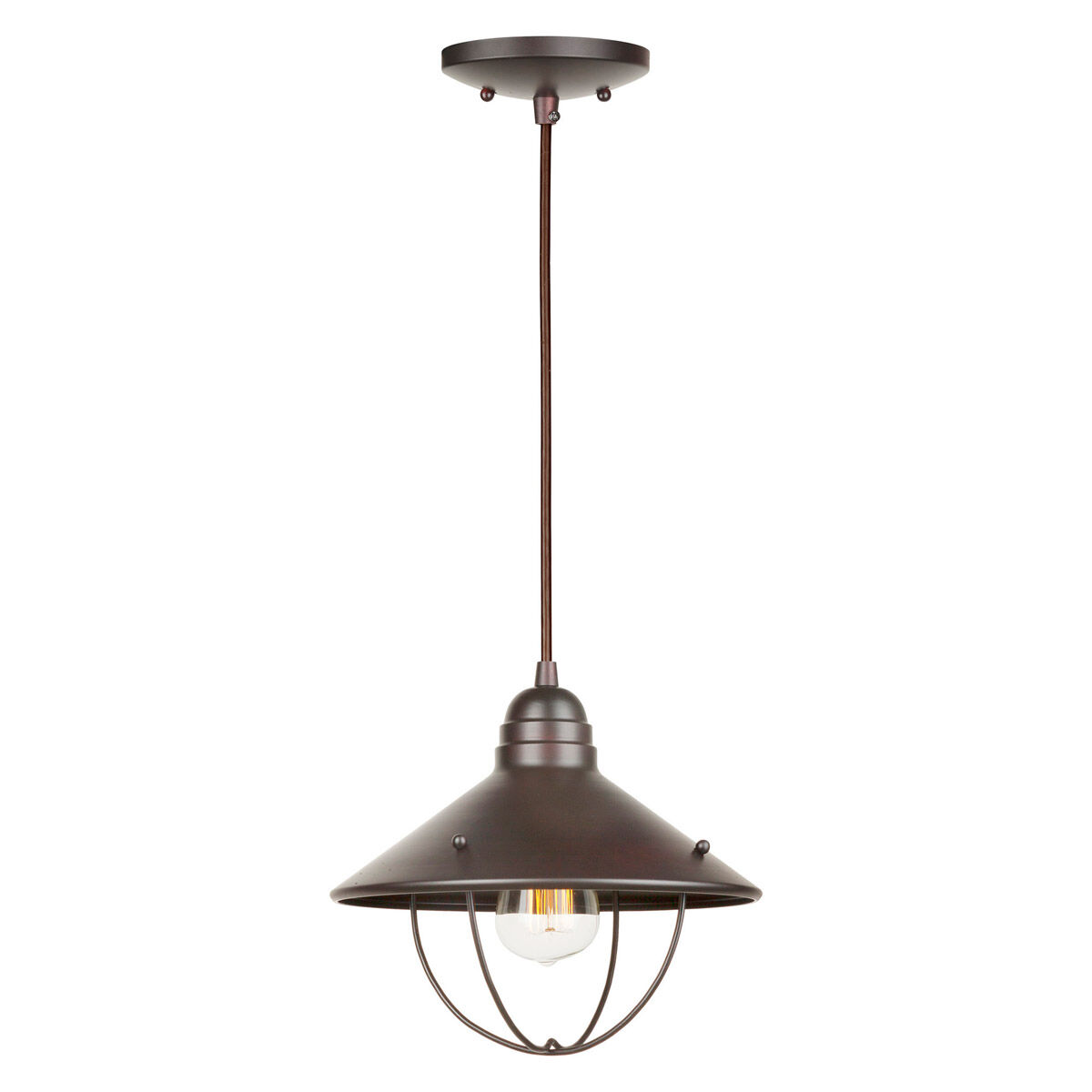Signature 1 Light 10.5 inch Antique Bronze Mini Pendant Ceiling Light