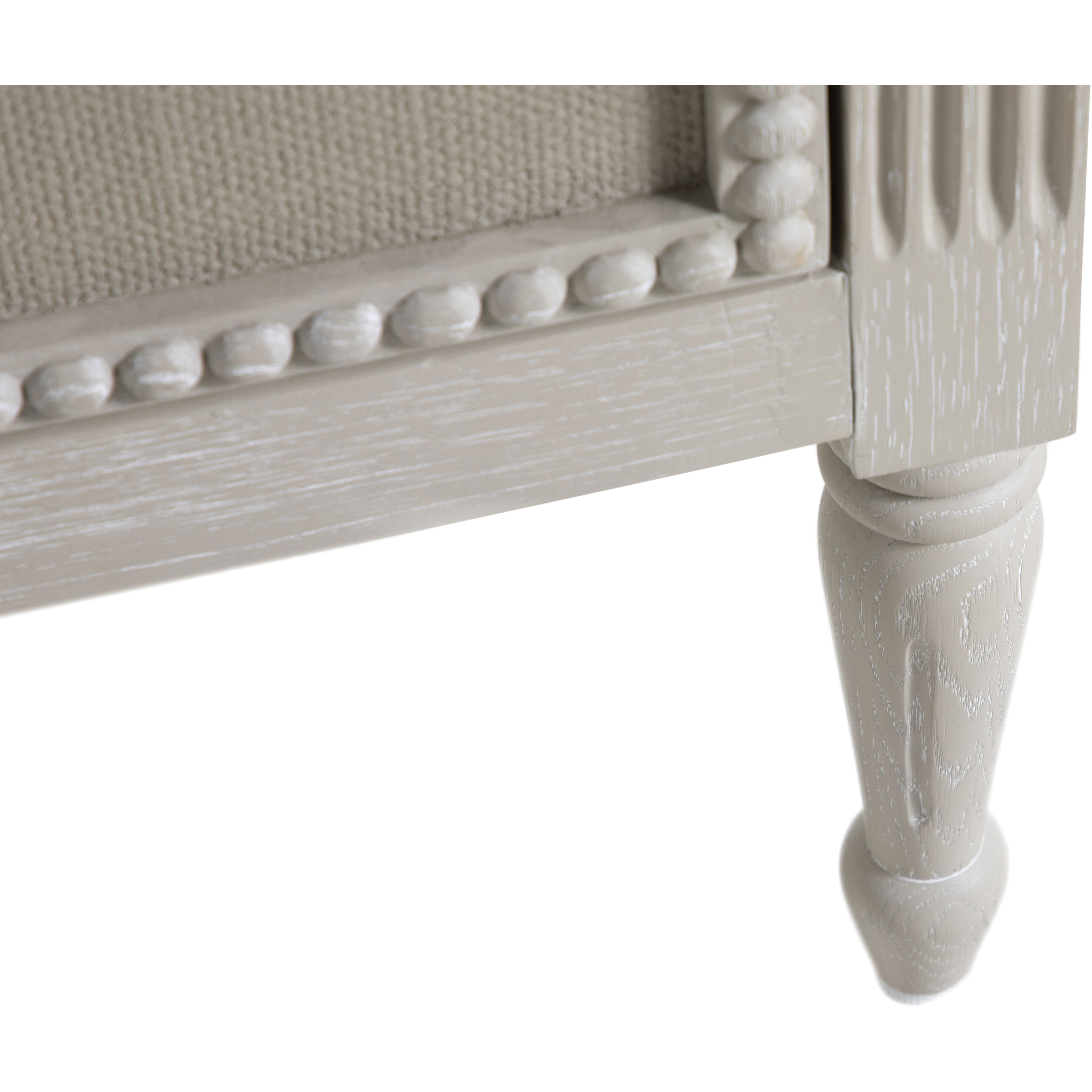 Caroline 30.5 X 30 inch Cerused White and Painted Burlap with Antique Bronze Nightstand