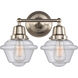 Aditi Small Oxford 2 Light 15.5 inch Brushed Satin Nickel Bath Vanity Light Wall Light, Aditi