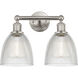 Edison Castile 2 Light 15 inch Brushed Satin Nickel Bath Vanity Light Wall Light in Clear Glass