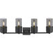 Bolivar 4 Light 31 inch Matte Black Bath Vanity Light Wall Light in Plated Smoke Glass
