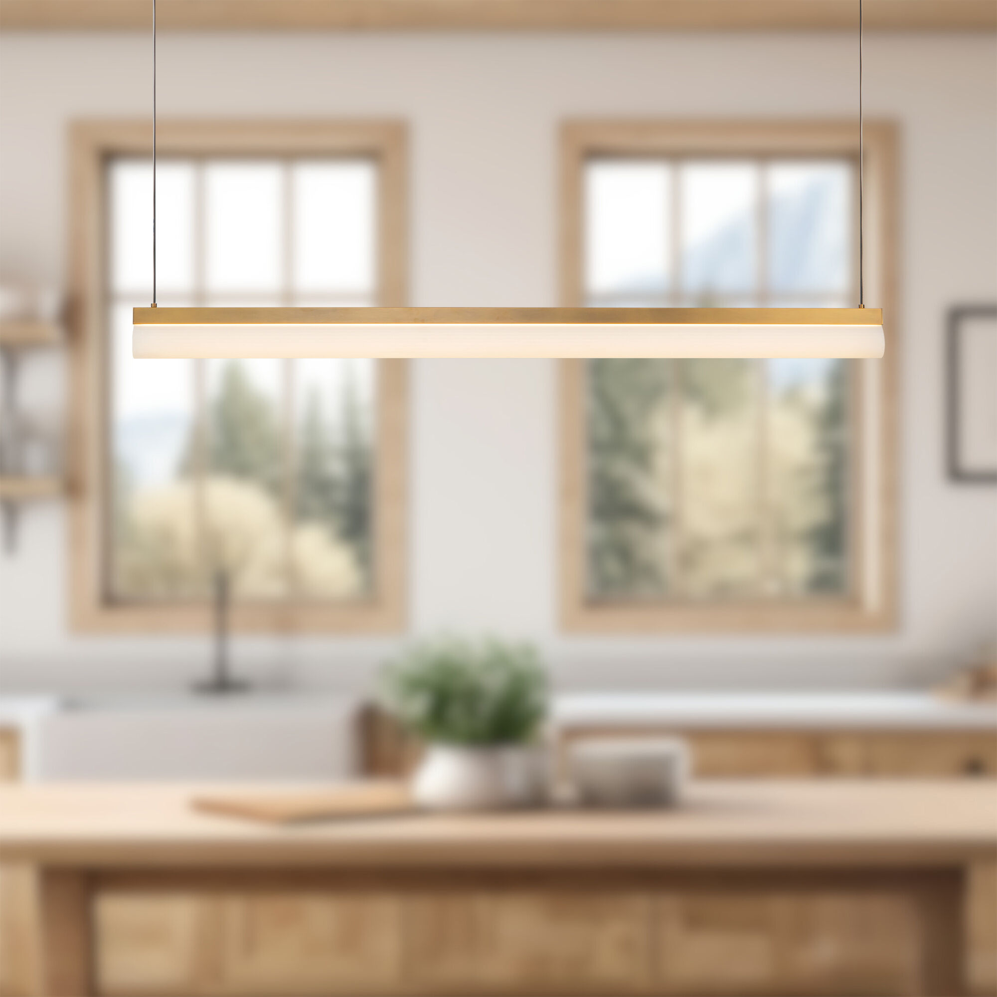 Nio 45.25 inch Vintage Brass Linear Pendant Ceiling Light