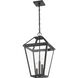 Talbot 3 Light 12.25 inch Black Outdoor Chain Mount Ceiling Fixture in Clear Beveled Glass