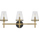 Marten 3 Light 25 inch Heritage Brass Bath Light Wall Light