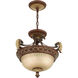 Villa Verona 2 Light 15 inch Verona Bronze with Aged Gold Leaf Accents Convertible Inverted Pendant/Ceiling Mount Ceiling Light