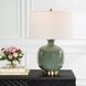 Nataly 26 inch 150.00 watt Crackled Aged Green Glaze and Antique Brass Table Lamp Portable Light