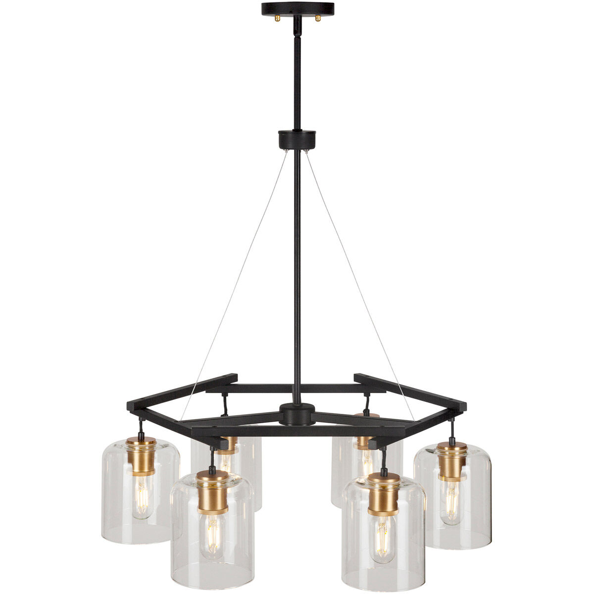 Tyrone 6 Light 28 inch Black and Soft Gold Chandelier Ceiling Light