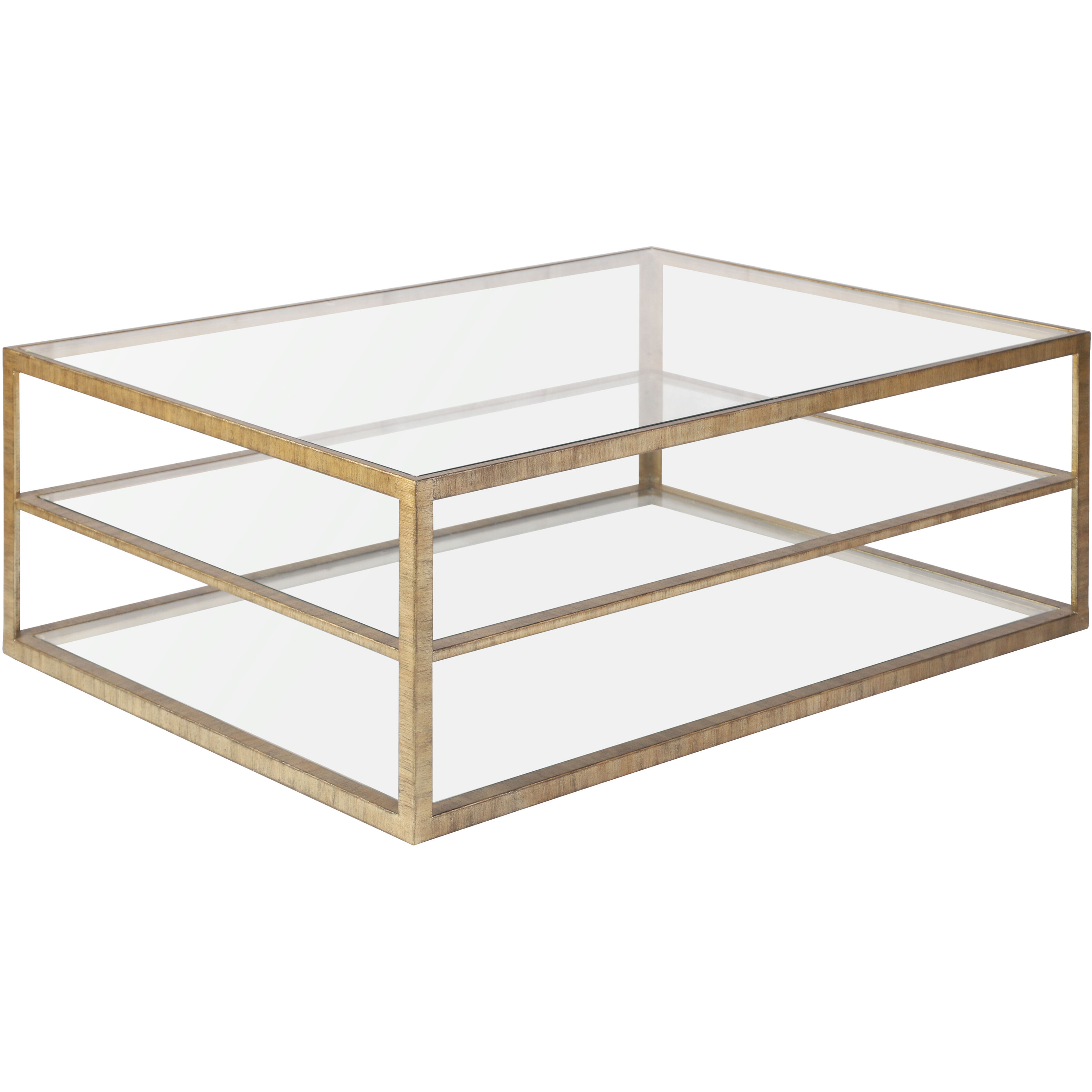 Strie 54 X 34 inch Antique Brass with Clear Coffee Table