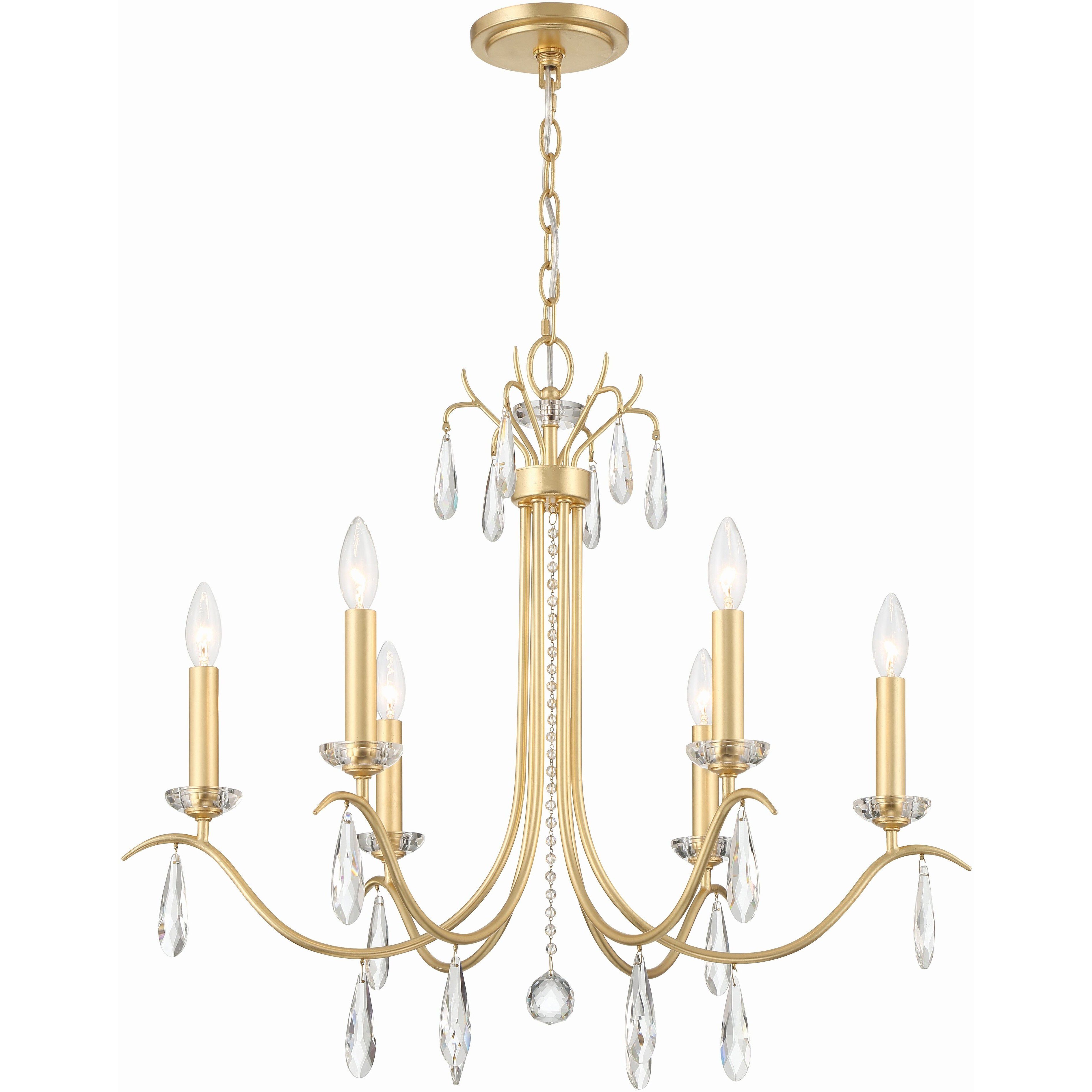 Rollins 6 Light 28 inch Antique Gold Chandelier Ceiling Light