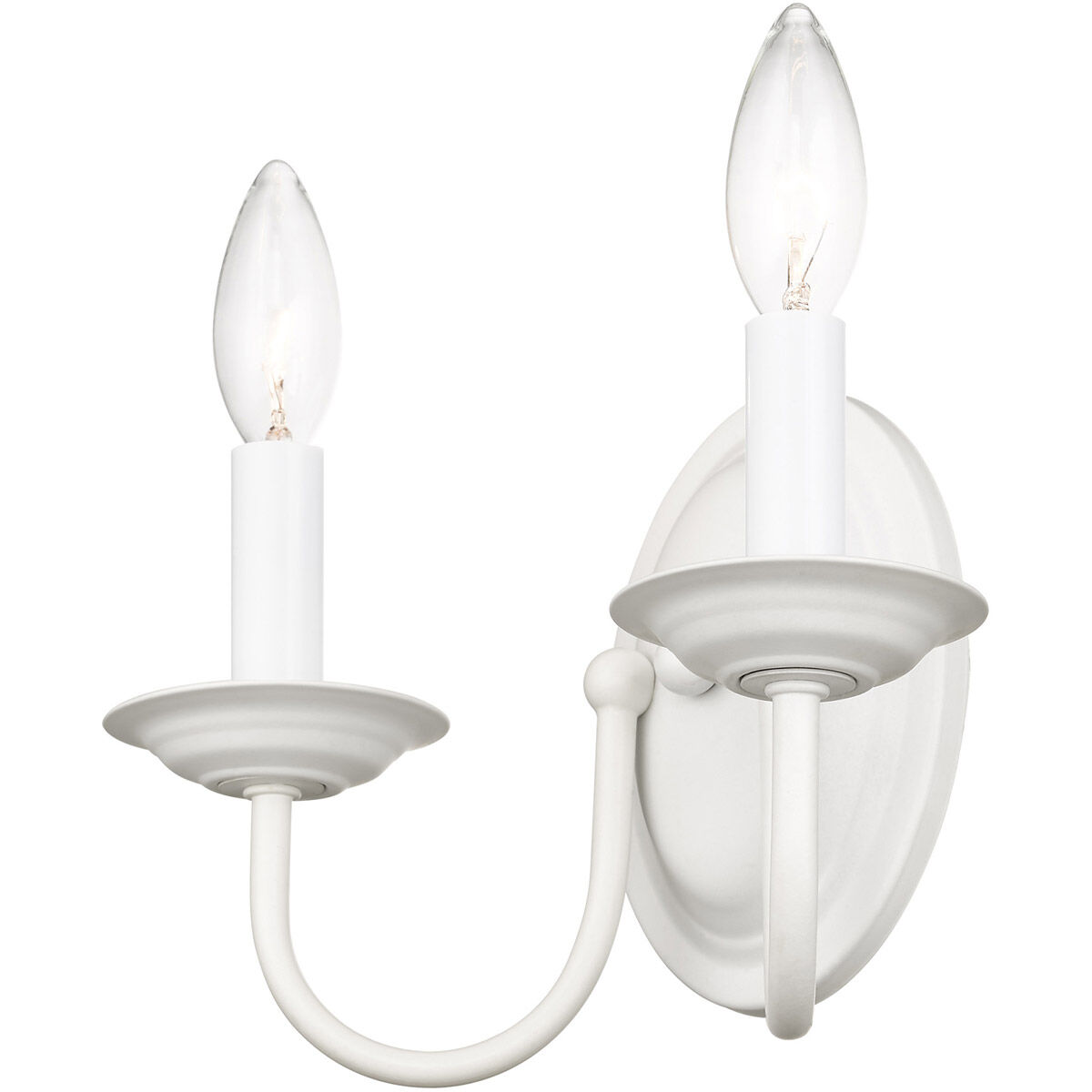 Home Basics 2 Light 10 inch White Wall Sconce Wall Light